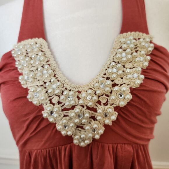 New Vtg Y2K Wet Seal Tank Top Sz Medium Halter Beaded Fairy WhimsiGoth Babydoll - Picture 2 of 10